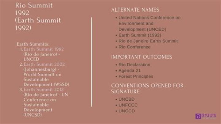 What are the main results of the Rio Summit?